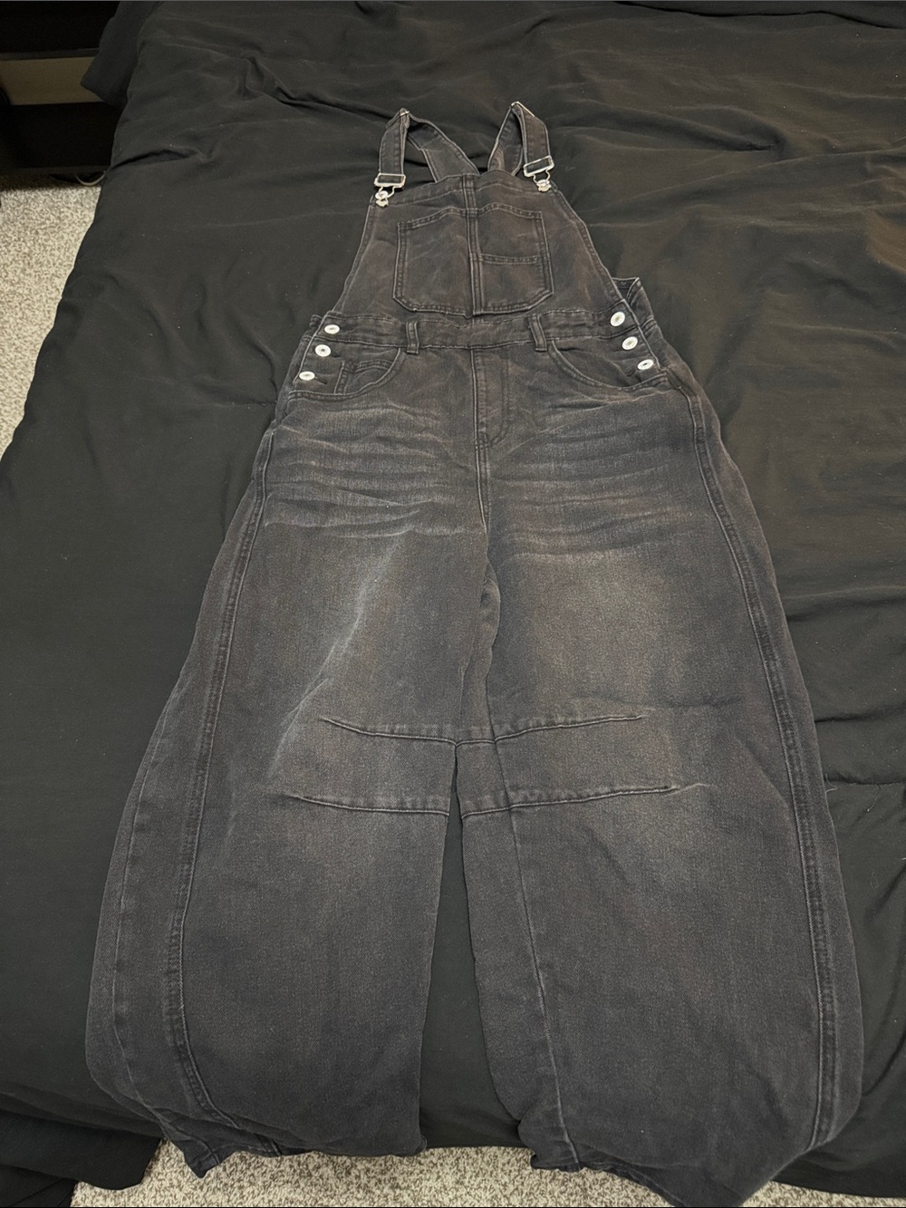 Black Women's Relaxed Denim Overalls